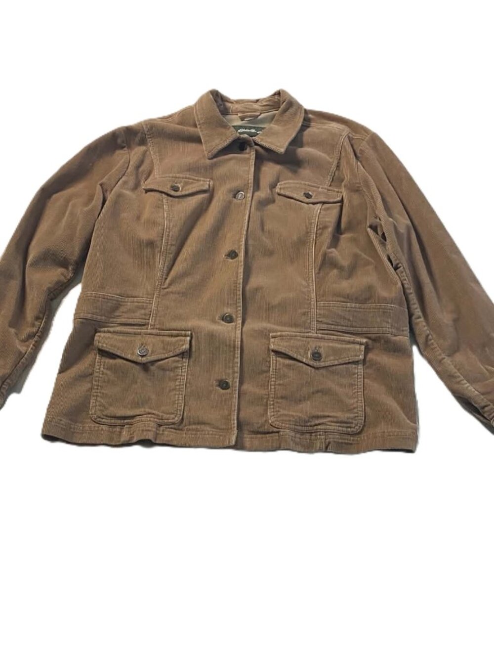 Eddie Bauer Corduroy Utility Jacket Women XXL Tan Field Chore Barn Style 4331